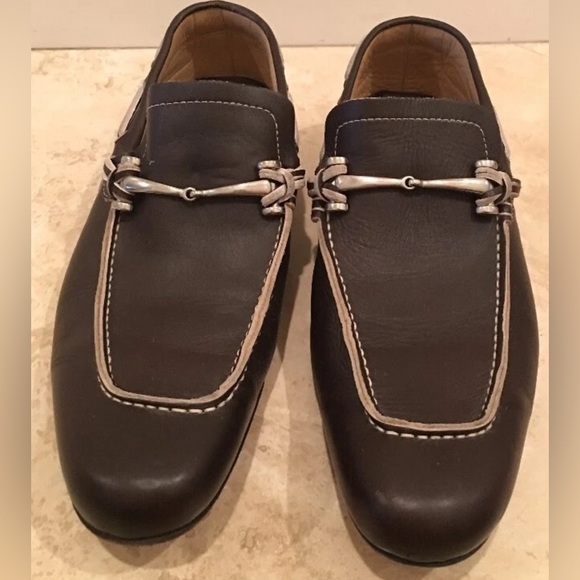 VENETO COUTURE Black Leather Silver Horse Bit Equestrian Loafers 10D Italy Nice! main image 10